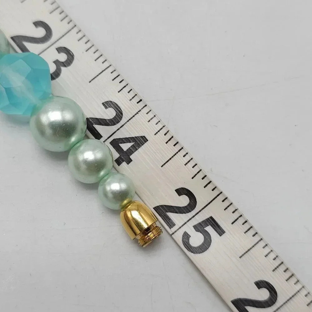 Avon 1987 Icy Pastels Necklace Aqua Blue Acrylic Bead 24.75 in - Picture 5 of 5